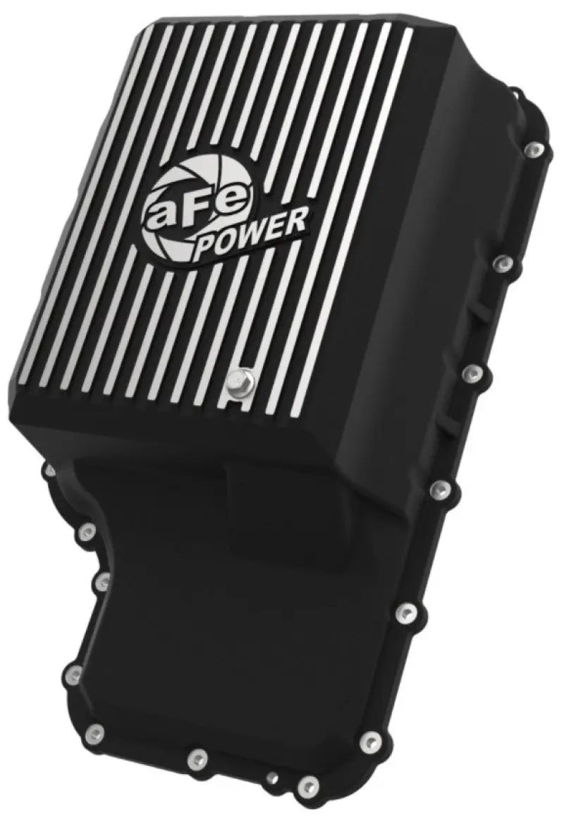 aFe 20-21 Ford Truck w/ 10R140 Transmission Pan Black POWER Street Series w/ Machined Fins aFe