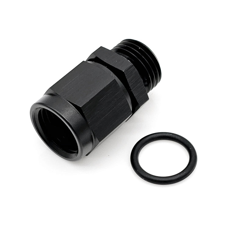 -6AN Female AN Flare to -6AN Male ORB Straight Adapter, Black Hard Anodized Ace Race Parts
