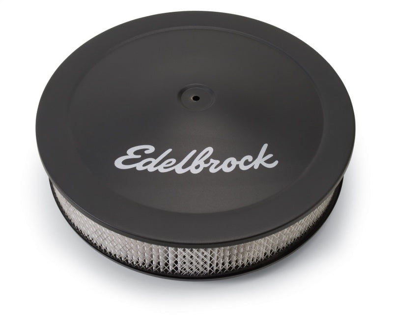 Edelbrock Air Cleaner Pro-Flo Series Round Steel Top Paper Element 14In Dia X 3 75In Dropped Base Edelbrock