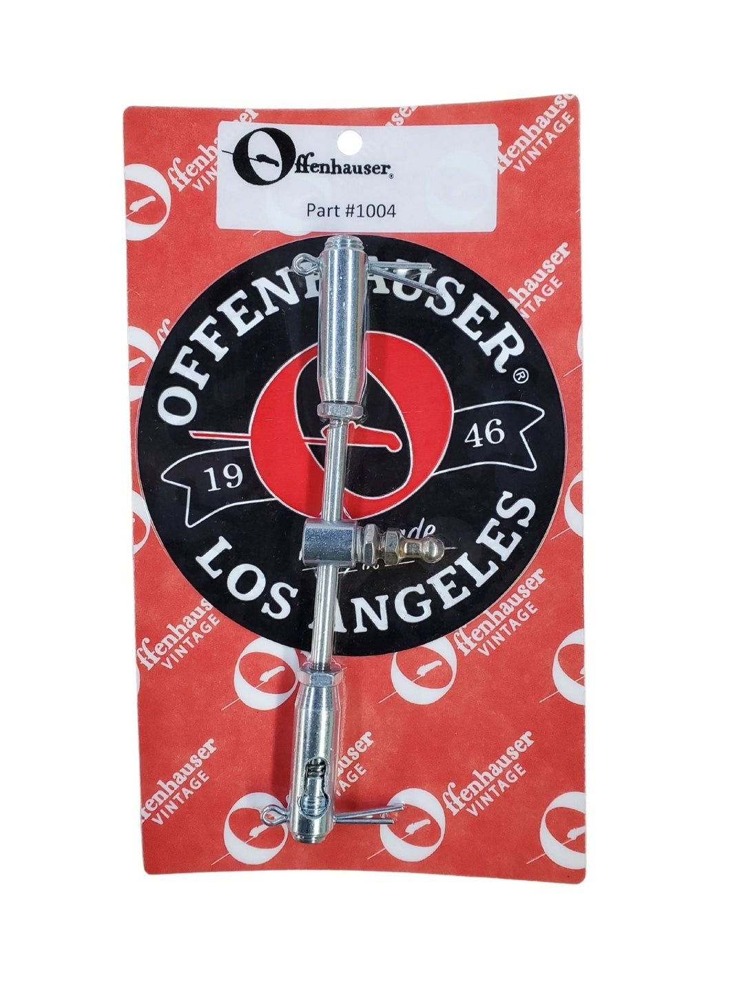 The Offenhauser 1004 Carburetor Linkage is a double rod end 3 1/2″ rodAttaches to ball studs. Great for Strombergs and other carbs that have ball studs on the carb lever. DFW Speed Syndicate