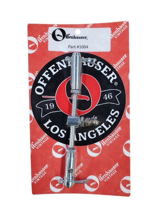 The Offenhauser 1004 Carburetor Linkage is a double rod end 3 1/2″ rodAttaches to ball studs. Great for Strombergs and other carbs that have ball studs on the carb lever. DFW Speed Syndicate