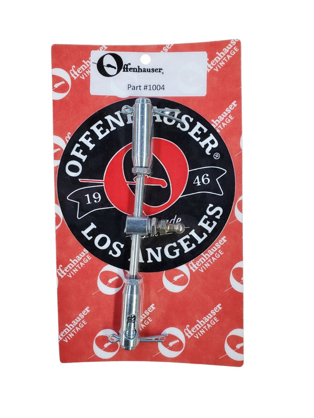 The Offenhauser 1004 Carburetor Linkage is a double rod end 3 1/2″ rodAttaches to ball studs. Great for Strombergs and other carbs that have ball studs on the carb lever. DFW Speed Syndicate