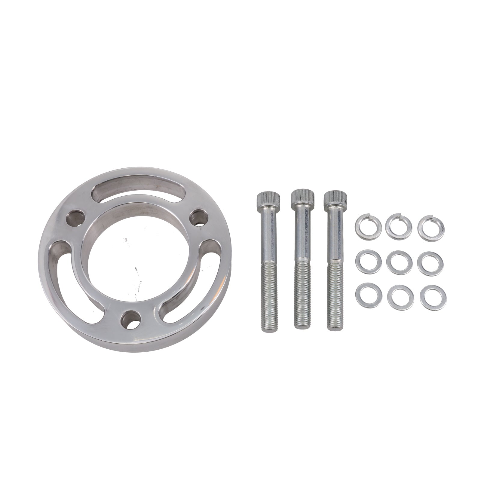 Gilmer Style Crank Pulley Spacer; 5/8 Inch; 2 3/4 Inch Bolts; Polished Top Street Performance