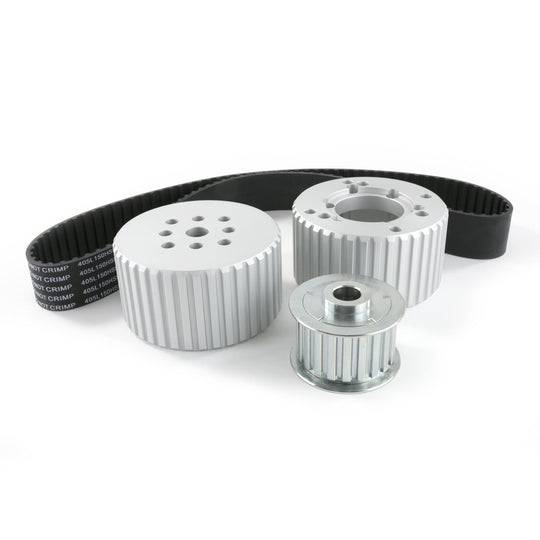 TSP Gilmer Style Pulley Kit; Billet Aluminum; SBC Short Water Pump; Satin Top Street Performance