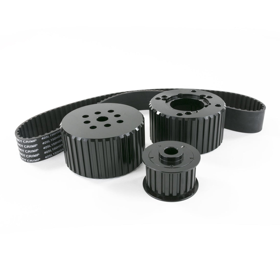 TSP Gilmer Style Pulley Kit; Billet Aluminum; SBC Short Water Pump; Black Top Street Performance