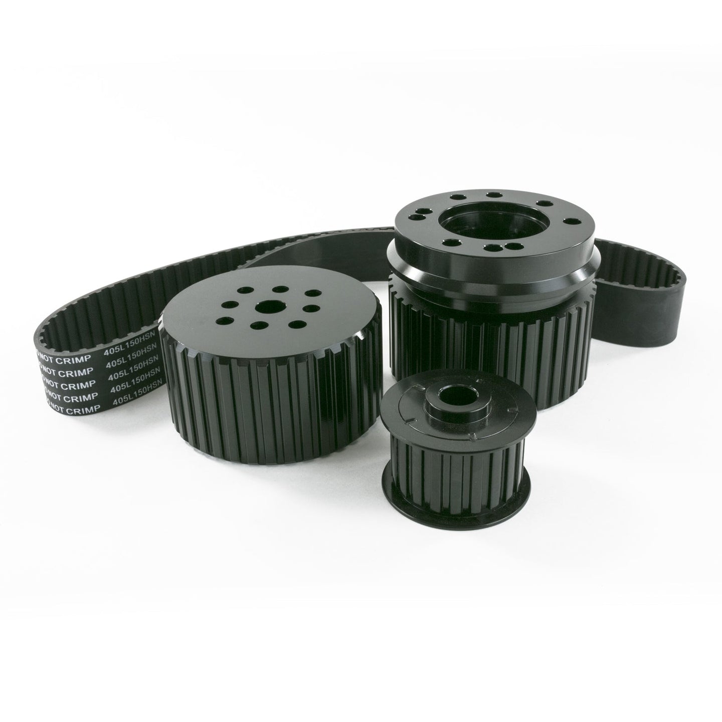 TSP Gilmer Style Pulley Kit; Billet Aluminum; SBC Long Water Pump; Black Top Street Performance