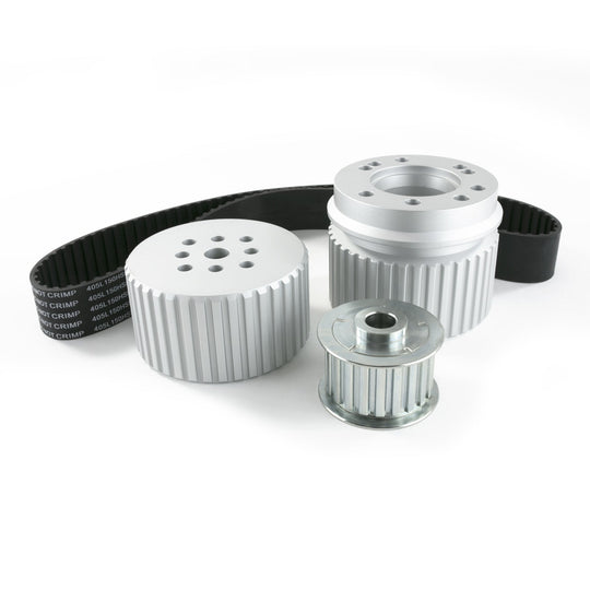 TSP Gilmer Style Pulley Kit; Billet Aluminum; SBC Long Water Pump; Satin Top Street Performance