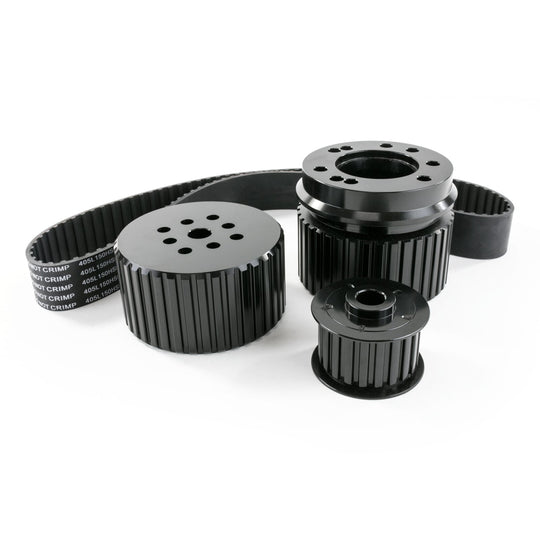 TSP Gilmer Style Pulley Kit; Billet Aluminum; SBF; Black Top Street Performance