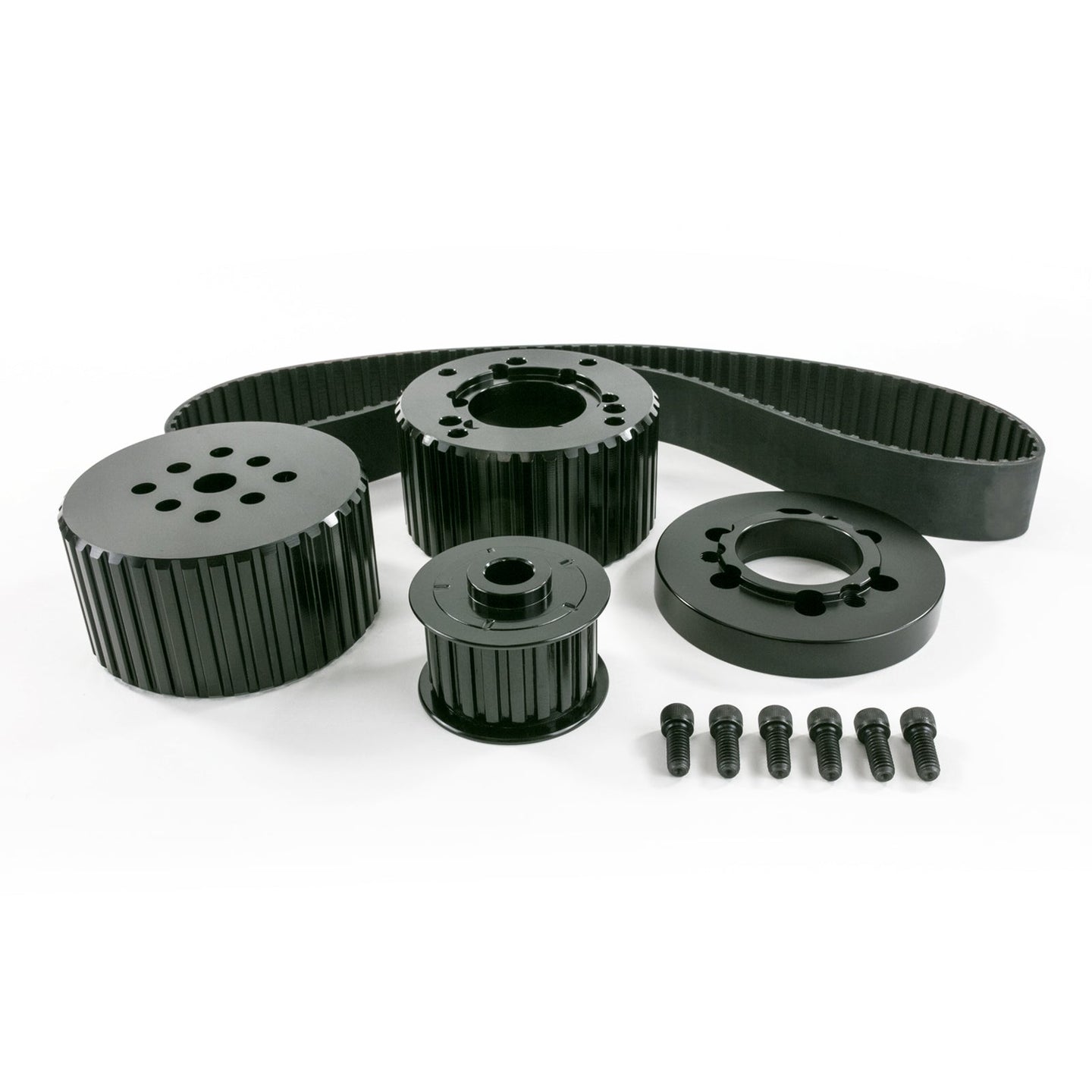 TSP Gilmer Style Pulley Kit; Billet Aluminum; SBM; Black Top Street Performance