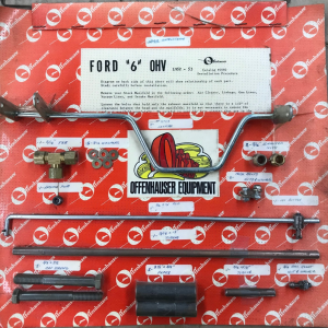 Linkage kit for Ford “6” OHV 223 Manifold. The Offenhauser 1082 Dual Manifold is recommended for Standard Transmission vehicles 1952-53. DFW Speed Syndicate