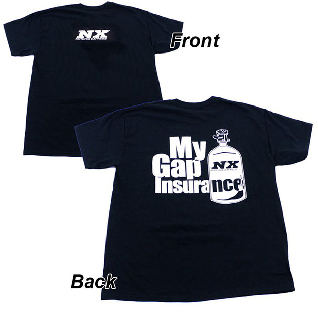 Nitrous Express LARGE BLACK NX Gap Insurance T-SHIRT - DFW Speed Syndicate