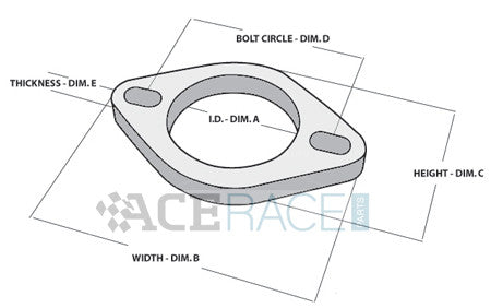 2.000" ID 2-Bolt Exhaust Flange 304 Stainless Ace Race Parts