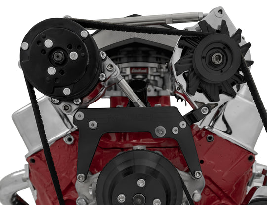 Small Block Chevy High Mount AC & ALT Bracket - SWP - Black - DFW Speed Syndicate