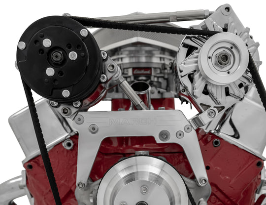 Small Block Chevy High Mount AC & ALT Bracket - SWP - DFW Speed Syndicate