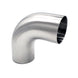 2.500" 16ga Tight Radius 90° Mandrel Bend w/ 2" Tangents - (2.500" CLR) - Brushed Finish - 304 Stainless Ace Race Parts
