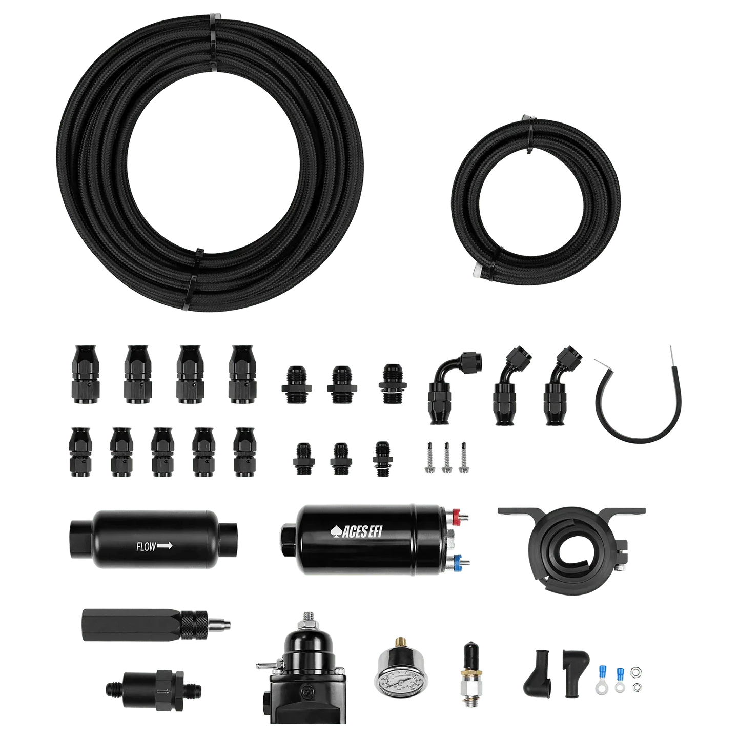 Aces Fuel Injection, Inc. 255 In-line Fuel Pump System with PTFE Hose 255 In-line Fuel Pump System with PTFE Hose