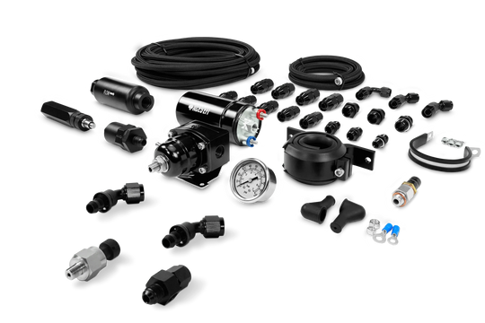 Aces Fuel Injection, Inc. 255 In-line Fuel Pump System with PTFE Hose + Pressure Sensor Kit 255 In-line Fuel Pump System with PTFE Hose