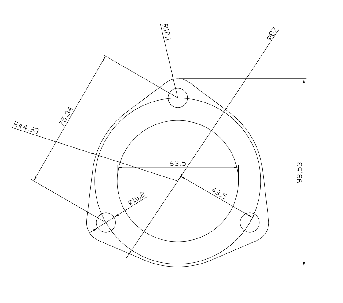 2.500" 3-Bolt Exhaust Flange 304 Stainless Ace Race Parts