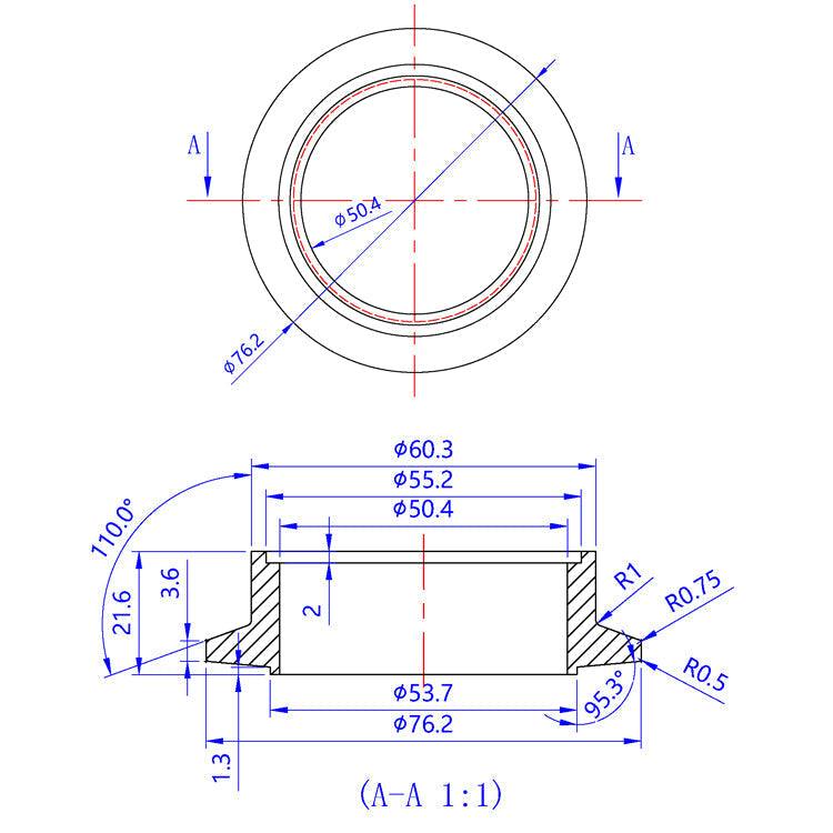 Turbo Inlet Flange - TiAL V-Band Housing for Garrett GT28/GTX28, GT30/GTX30, GT35/GTX35 - 304 Stainless Ace Race Parts