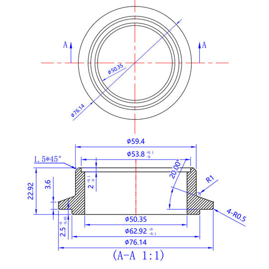 Turbo Inlet Flange - BorgWarner EFR6258, 6758, 7064, 7163, 7670, 8374, 9180 - 304 Stainless Ace Race Parts
