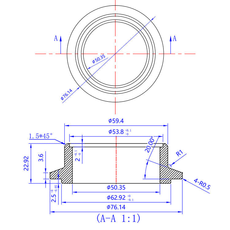 Turbo Inlet Flange - BorgWarner EFR6258, 6758, 7064, 7163, 7670, 8374, 9180 - 304 Stainless Ace Race Parts