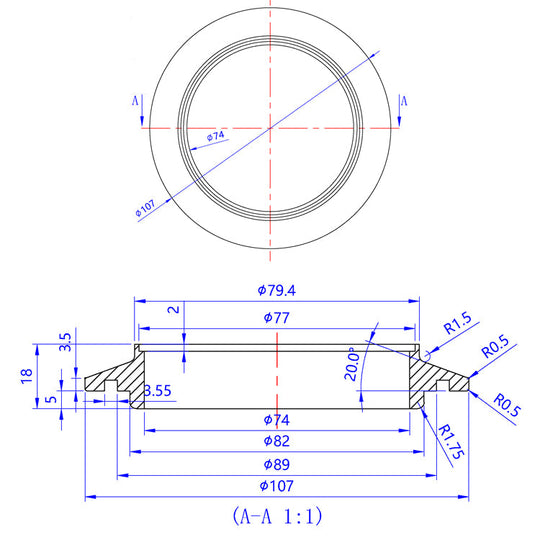 Turbo Compressor Flange - Garrett GT42, GT45/GTX45, GT47/GTX47, GTX50, GT55/GTX55 - 6061 Aluminum Ace Race Parts
