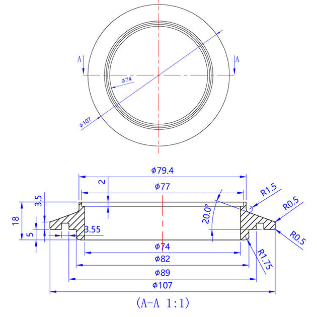 Turbo Compressor Flange - Garrett GT42, GT45/GTX45, GT47/GTX47, GTX50, GT55/GTX55 - 6061 Aluminum Ace Race Parts
