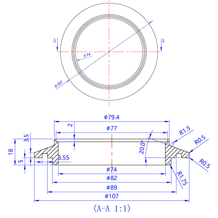 Turbo Compressor Flange - Garrett GT42, GT45/GTX45, GT47/GTX47, GTX50, GT55/GTX55 - 6061 Aluminum Ace Race Parts