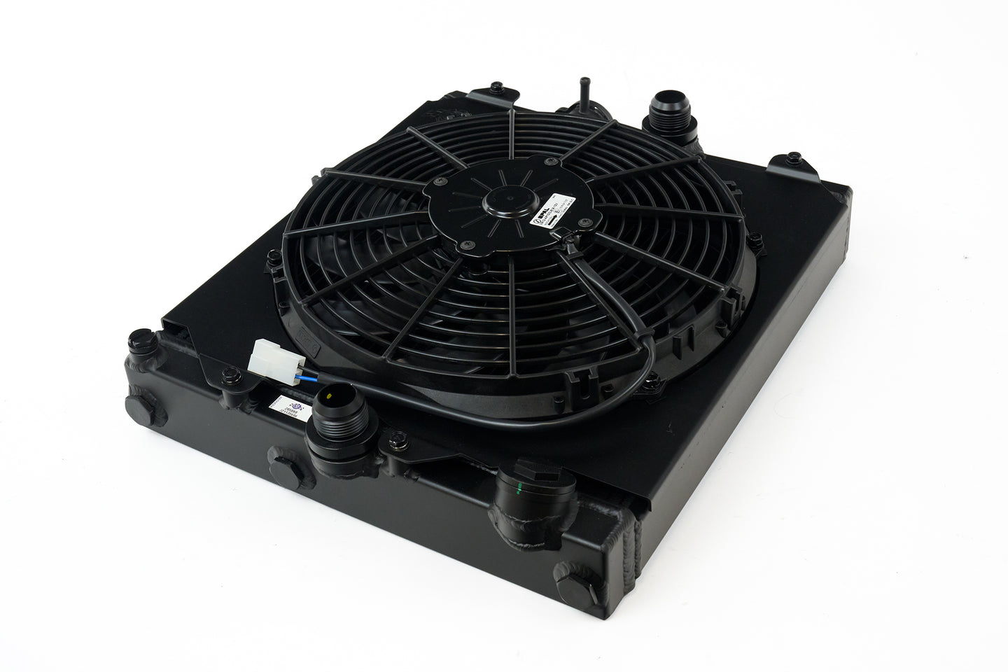 Universal Half Radiator - Evo 7/8/9 / 92-00 Civic - W/ SPAL Fan & Shroud - Black - DFW Speed Syndicate