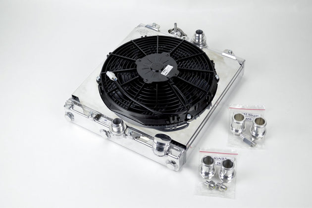 Universal Half Radiator - Evo 7/8/9 / 92-00 Civic - W/ SPAL Fan & Shroud - DFW Speed Syndicate