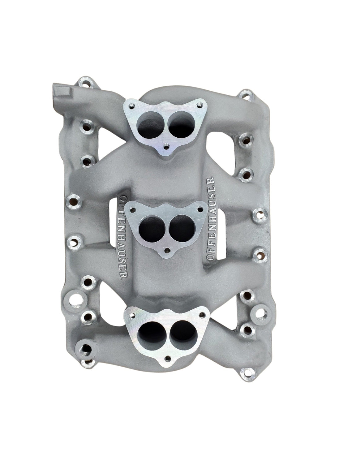 Offenhauser 3372 Dodge/Plymouth Intake Manifold 53-56. Three 2 barrel manifold.All engines except 315 cubic inch Dodge engine. Manifold is drilled for 3 Bolt carbs. DFW Speed Syndicate