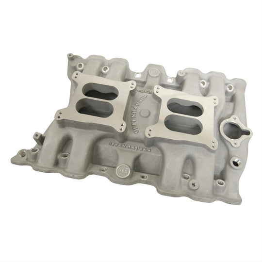 Offenhauser 3614 – Dodge 1955-57 Dual Quad Low Rise 500 Manifold315 Cubic Inches and 500 Engines. Also fits 1958 – 325 cu in engines. DFW Speed Syndicate