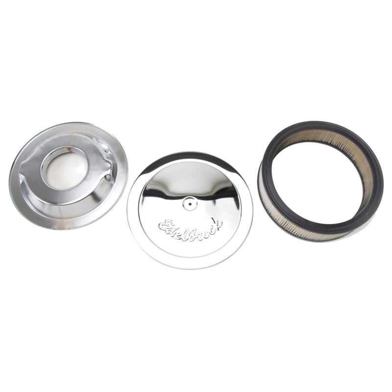 Edelbrock Air Cleaner Pro-Flo Series Round Steel Top Paper Element 14In Dia X 3 75In Dropped Base Edelbrock