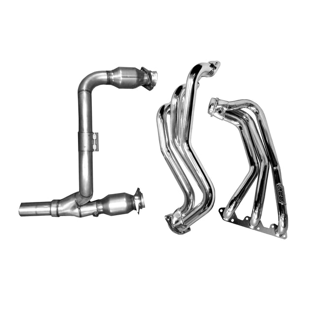 BBK 2007-2011 JEEP WRANGLER 3.8L 1-5/8 LONG TUBE HEADERS W/CATS Y PIPE (CERAMIC) - DFW Speed Syndicate