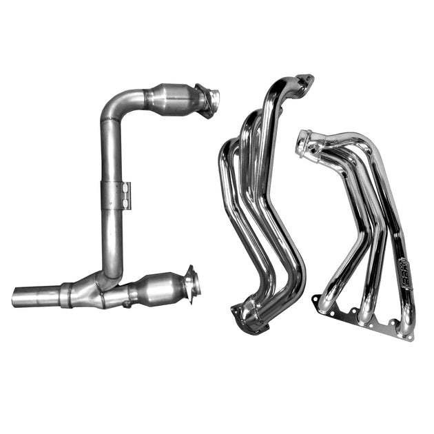 BBK 2007-2011 JEEP WRANGLER 3.8L 1-5/8 LONG TUBE HEADERS W/CATS Y PIPE (CHROME) - DFW Speed Syndicate