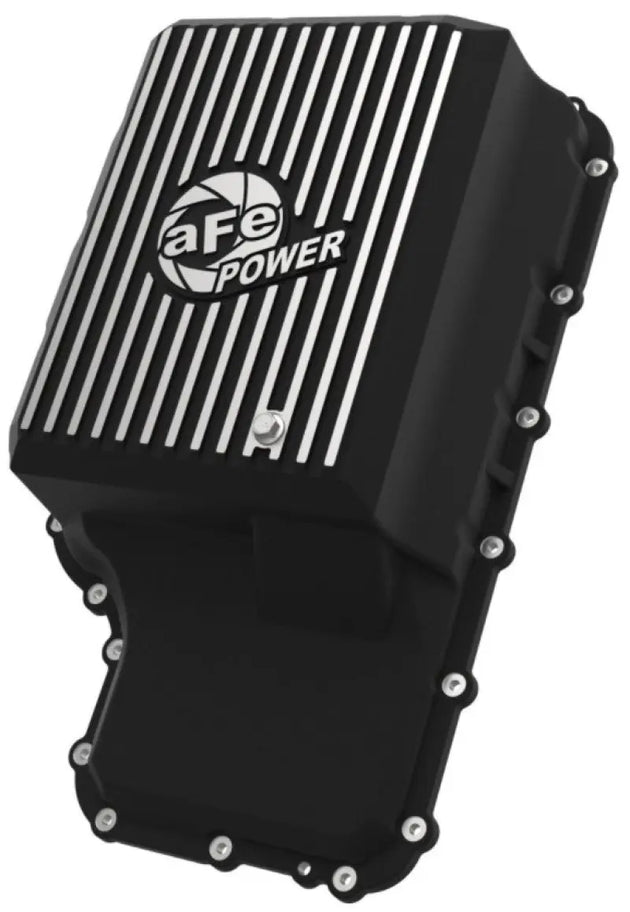 aFe 20-21 Ford Truck w/ 10R140 Transmission Pan Black POWER Street Series w/ Machined Fins aFe