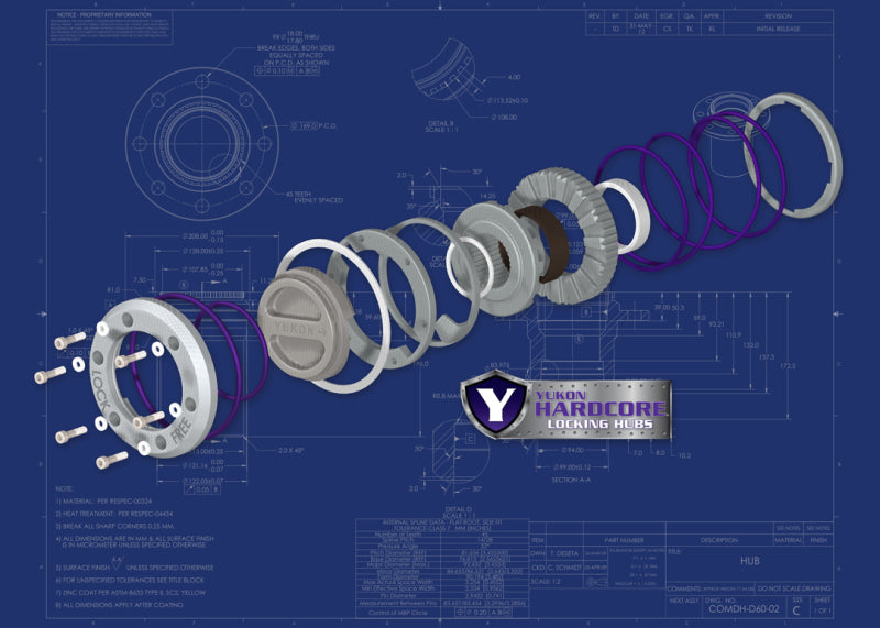 Yukon Gear Hardcore Locking Hub Set For Dana 60 / 35 Spline. 79-91 GM / 78-97 Ford / 79-93 Dodge - DFW Speed Syndicate