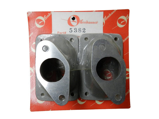 Big Carb Adapter – Chevy Corvair to 48Carb Adapter to allow installation of 4 bolt two throat carbs or larger Rochester 2GC type on present cylinder heads. BE SURE to specify type carbs to be used when ordering. Sold as a pair. DFW Speed Syndicate