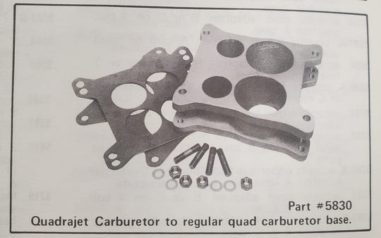 5830 – Carb Adapter – 2″ Hi-Rise Quadrajet Carb to regular Quad Carb Base DFW Speed Syndicate