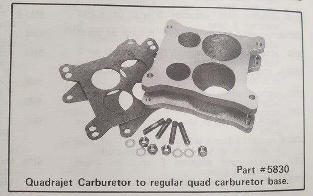 5830 – Carb Adapter – 2″ Hi-Rise Quadrajet Carb to regular Quad Carb Base DFW Speed Syndicate