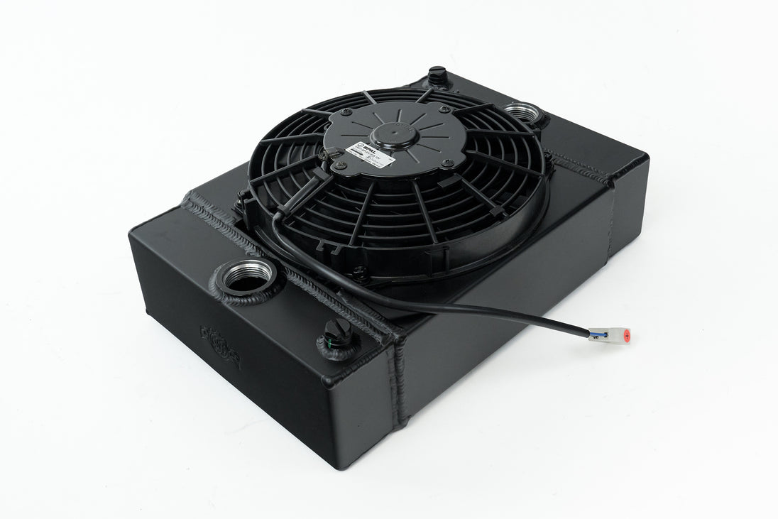 The KING Cooler - Ultimate Drag Race Radiator W/ SPAL Fan & Mounting Kit - Black - DFW Speed Syndicate