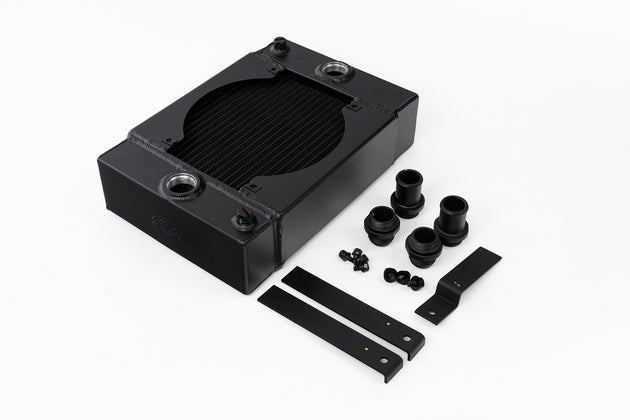 The KING Cooler - Ultimate Drag Race Radiator W/ SPAL Fan & Mounting Kit - Black - DFW Speed Syndicate