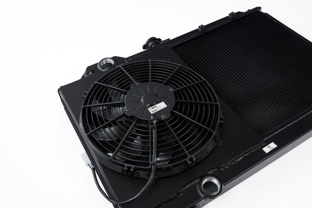 Mitsubishi Evo 4/5/6/7/8/9 Full Size Slim Radiator W/ 12in SPAL Fan - Black - DFW Speed Syndicate