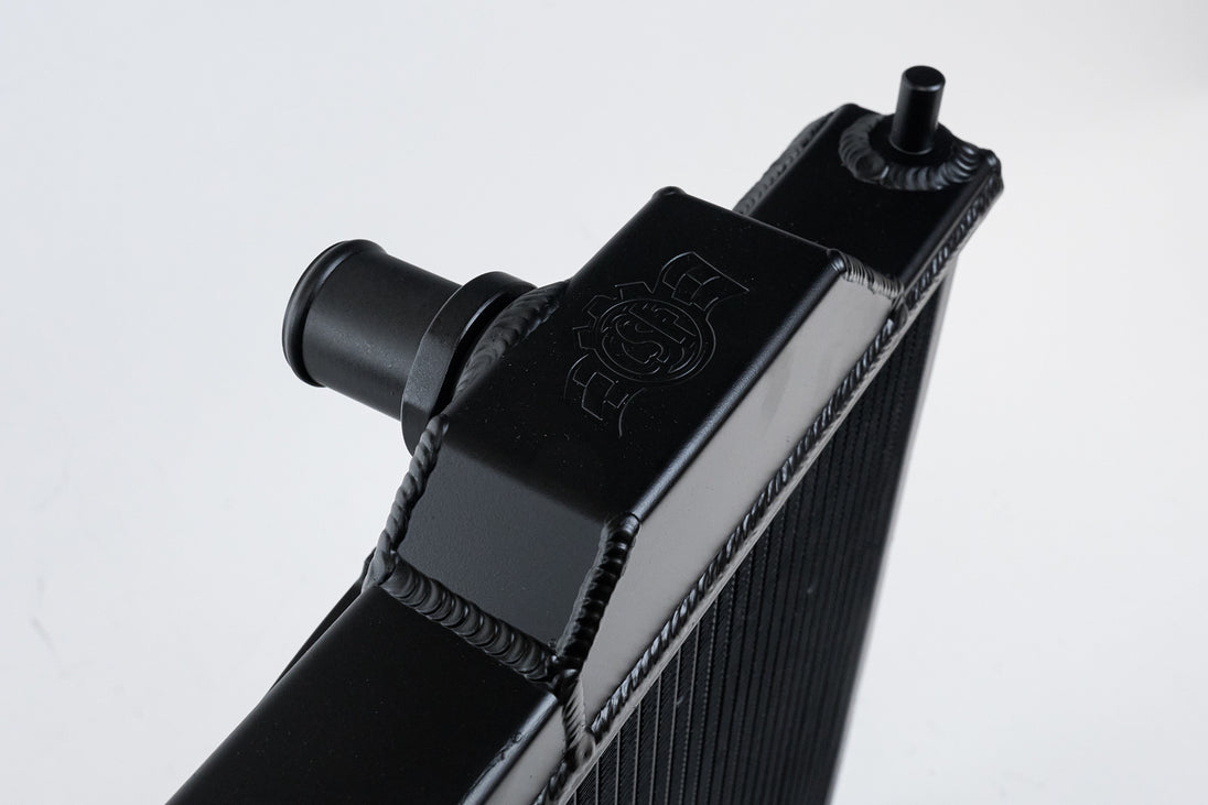 Mitsubishi Evo 4/5/6/7/8/9 Full Size Slim Radiator W/ 12in SPAL Fan - Black - DFW Speed Syndicate