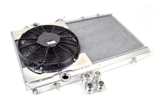 Mitsubishi Evo 4/5/6/7/8/9 Full Size Slim All-Aluminum Radiator W/ 12in SPAL Fan - DFW Speed Syndicate