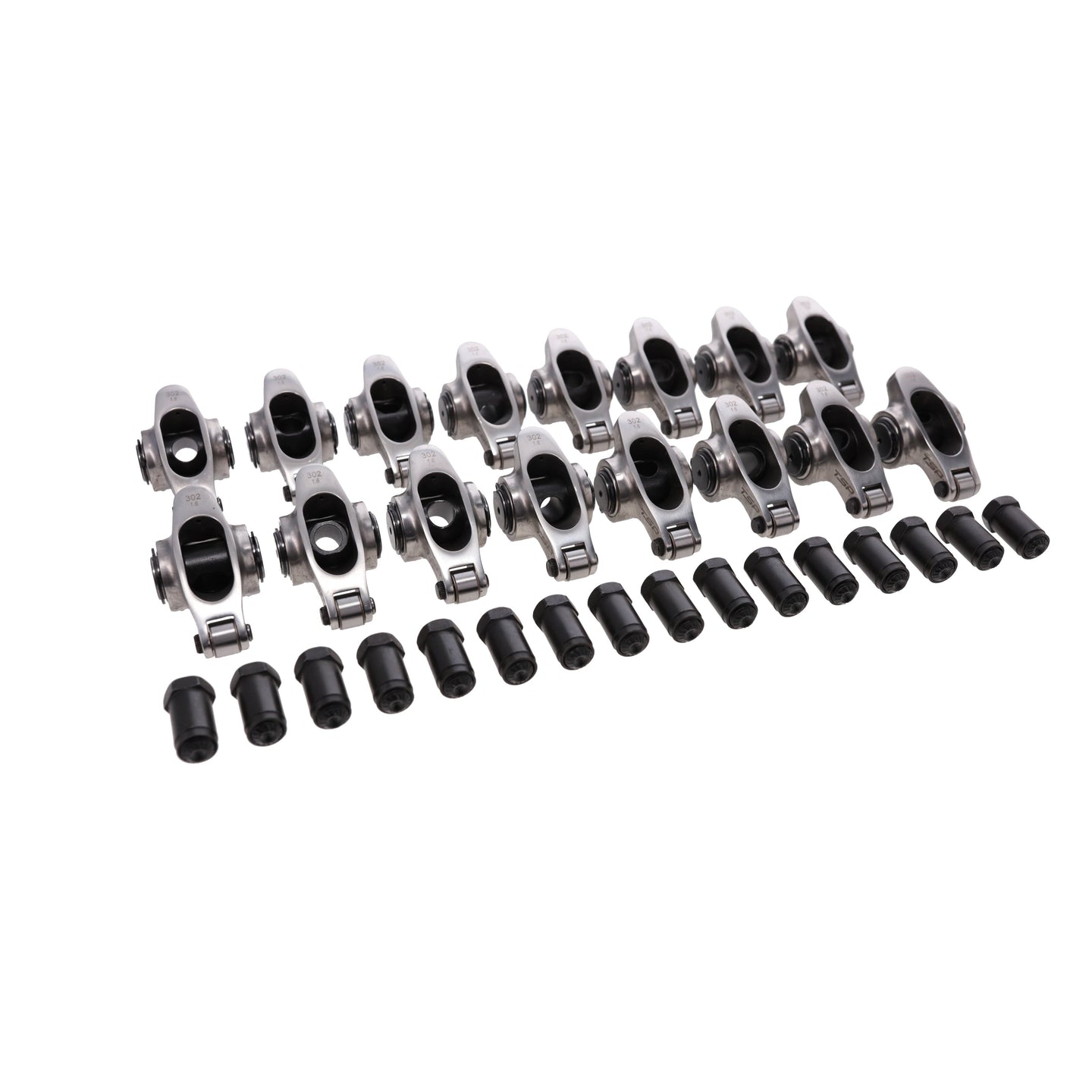 TSP Small Block Ford Pro Series Stainless Steel Rocker Arms 1.6 Ratio 7/16 In. Stud Needle Bearing Tip Top Street Performance