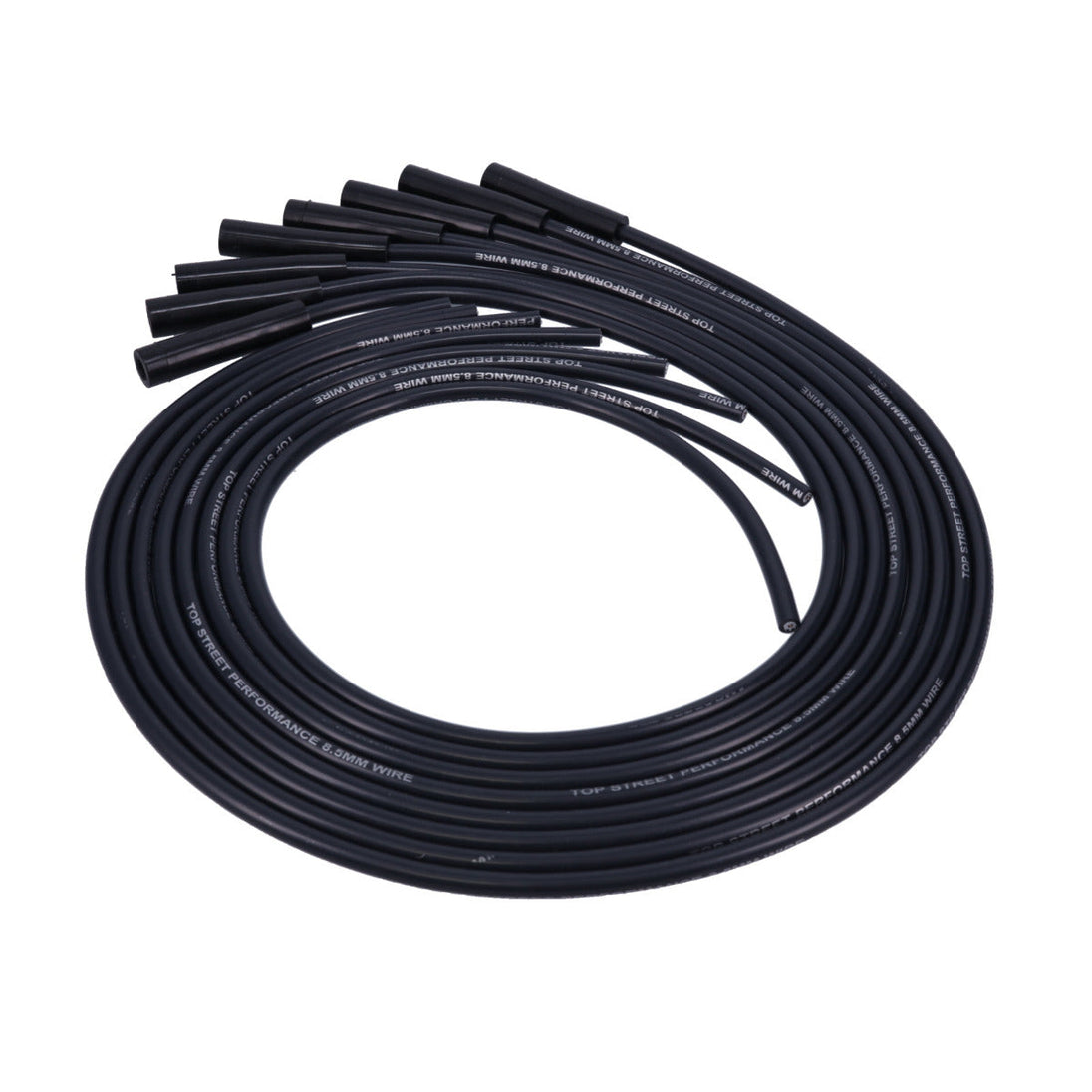 LS/LT Universal Ignition Wires; 8.5mm Black; Straight Black Plug Boots Top Street Performance
