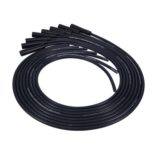 LS/LT Universal Ignition Wires; 8.5mm Black; Straight Black Plug Boots Top Street Performance