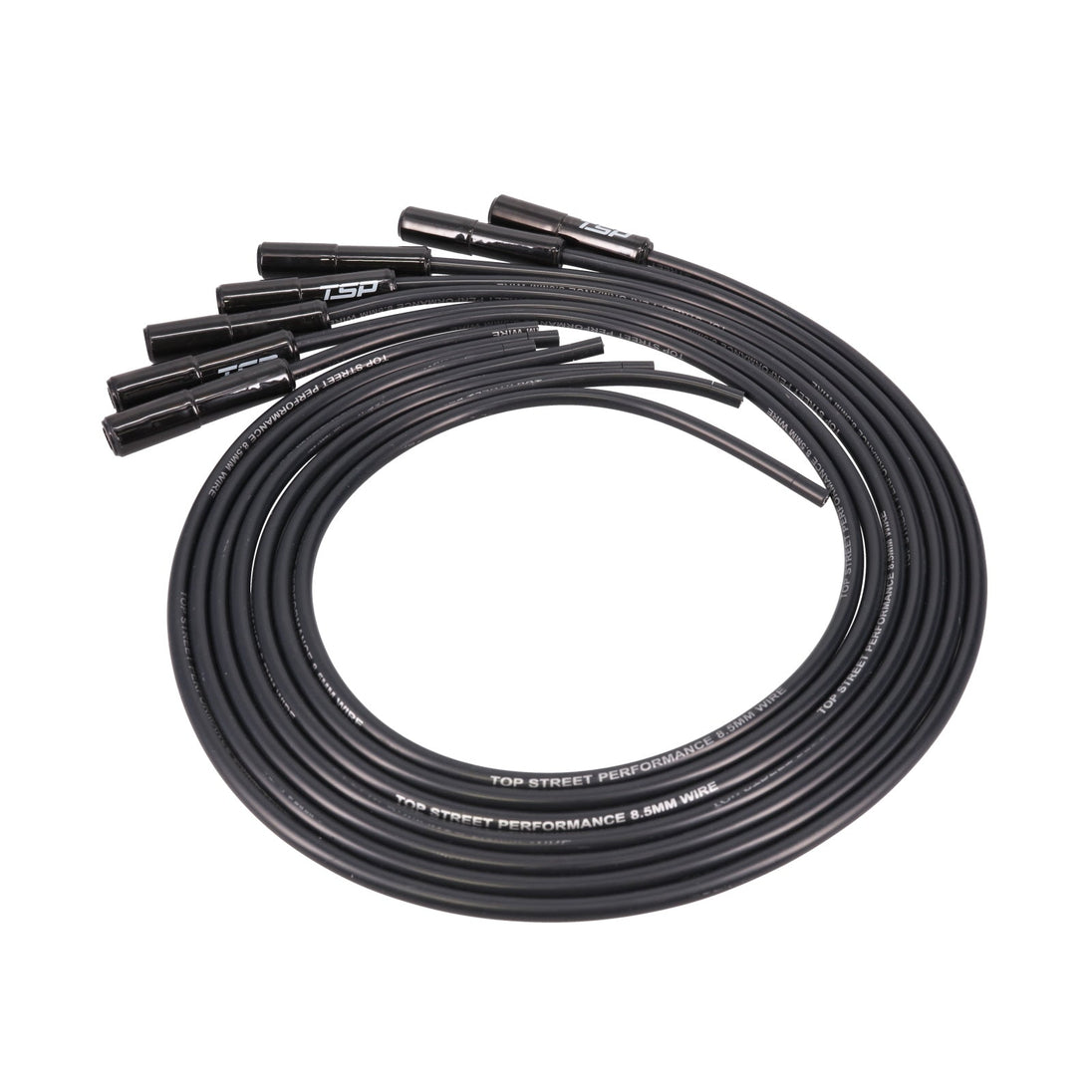 LS/LT Universal Ignition Wires; 8.5mm Black; Straight Black Ceramic Plug Boots Top Street Performance