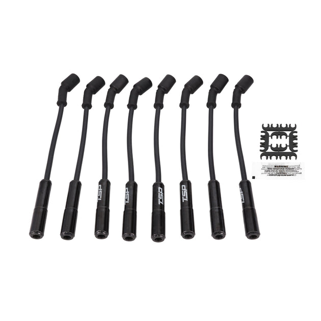 GM LS Truck Ignition Wires; 8.5mm Black; Straight Black Ceramic Plug Boots Top Street Performance